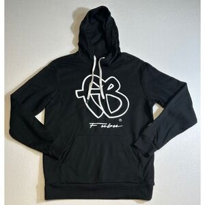 FUBU Black Hoodie Spell Out Logo‎ Graphic Hooded Sweatshirt Size S